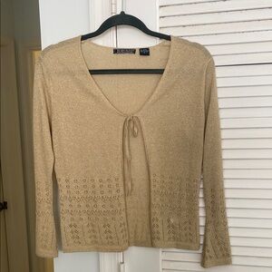 Harold's Gold and Tan Cardigan Sweater Elegant Knit